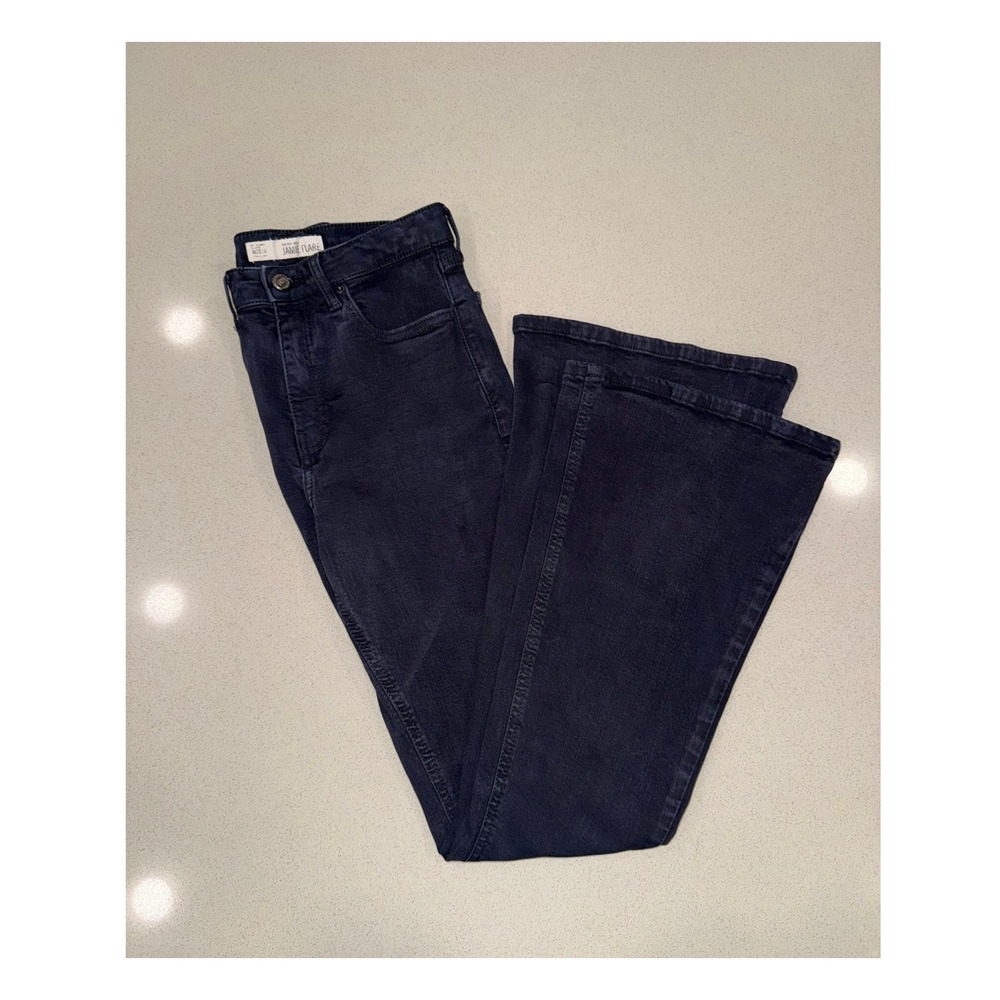 Topshop Moto Jamie Flare Jeans Dark Wash Black High Waisted W28 L30